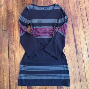 Prana Cotton blend Sydney sweater dress Black gray & Pink Sz L